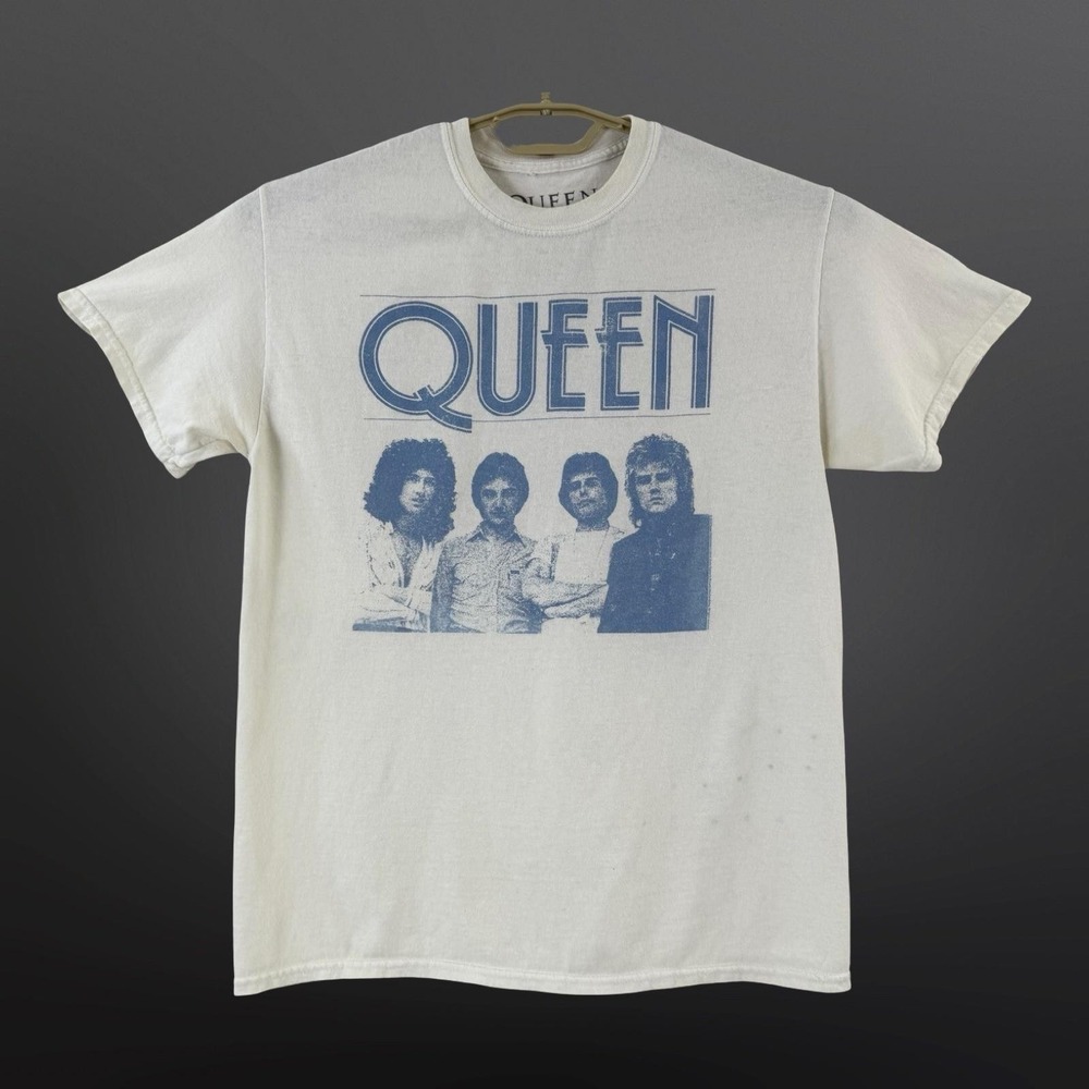 Queen Band T Shirt Men's M White Freddie Mercury Official Graphic Rock Tee